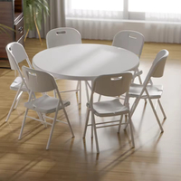 Table pliante ronde d'extérieur de haute qualité de 4 pieds, table pliante en plastique portable pour les événements festifs, table pliante de jardin de haute qualité