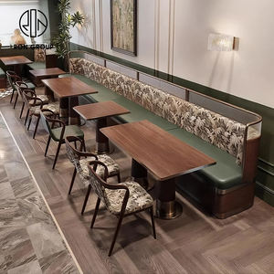 Cabina de sofá de cuero Vintage chino Seting Mesa y silla de restaurante de madera maciza Café Tienda de té Juegos de muebles comerciales - Product Image 2
