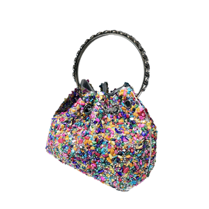 Luxury Designer Fashion Evening Clutch <b>Bag</b> with Rhinestones and Shiny <b>Crystals</b> Polyester Material Bucket Shape - Product Image 1