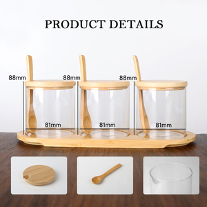 Nhỏ Rộng Miệng Lớn Gia Vị Lưu Trữ <span class=keywords><strong>Mason</strong></span> Thủy Tinh Đóng Hộp Hộp Chai Jar Bộ <span class=keywords><strong>250</strong></span> <span class=keywords><strong>Ml</strong></span> Với Nắp Muỗng Decal Cho Nhà Bếp - Product Image 3