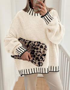 Women's Casual Winter Oversized Pullover Sweaters Long Sleeve Mock Neck Chunky Knit <strong>Slouchy</strong> Solid <strong>Jumper</strong> Tops - Product Image 4