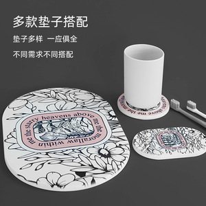 Ensemble de sous-verres botaniques 5 pièces ronds en diatomite, logo personnalisable, écologique, résistant à la chaleur - Product Image 3