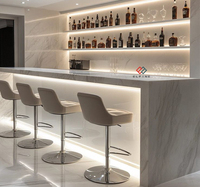 Meubles de comptoir modernes pour hôtel, supermarché, boîte de nuit, restaurant, bar avec éclairage LED, surface solide en Corian, garantie de 10 ans