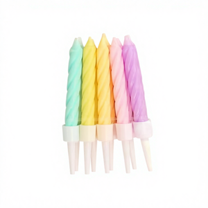 Colored Coconut Wax Tapered Birthday Party <b>Candles</b> with Colorful Suction Card Packaging 10 Packs - Product Image 4