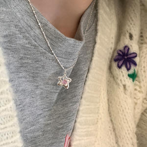 สร้อยคอเงินแท้ S925 ดีไซน์ไม่สมมาตร สไตล์หวาน โบว์และปม ประดับเพชรพลอยและเพทาย - Product Image 4