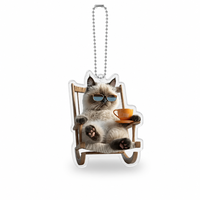 Pendentif chat en acrylique, ornement à suspendre pour voiture, porte-clés mignon, breloque pour sac à dos, accessoires de décoration intérieure de voiture, cadeau
