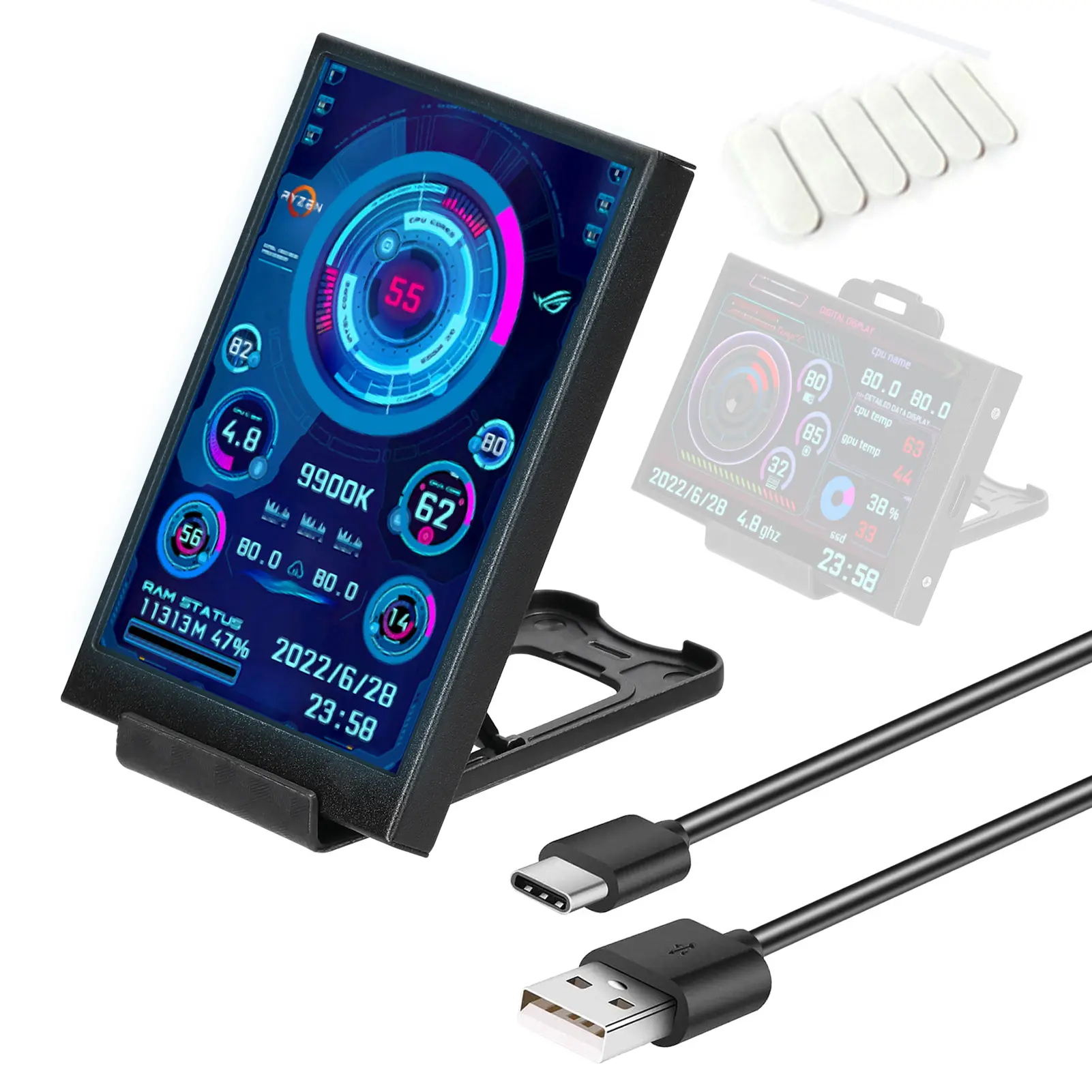 Cpu Gou Ram Hdd Temperatuur Monitor Display Info Usb C Voor Pc Laptop Secundaire Aida64 Gratis Mini 3.5 Inch Lcd Ips Display Gaming