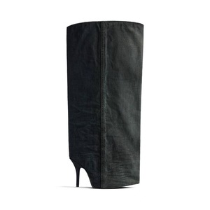 Nuevo diseño personalizado moda tacones finos <span class=keywords><strong>botas</strong></span> largas tamaño 43 punta estrecha cuero negro Extra ancho pantorrilla mujeres rodilla <span class=keywords><strong>botas</strong></span> altas - Product Image 4