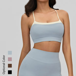 XW-DWC516183 Sujetador deportivo color block para mujer, cuello cuadrado, espalda cruzada, almohadillas extraíbles, top corto para <span class=keywords><strong>yoga</strong></span>, gimnasio y running - Product Image 2