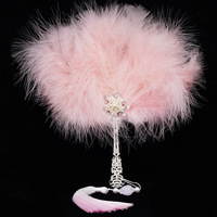 Éventail rond en plumes d'autruche teintes pour mariée, 70 cm, accessoire de photographie pour séance photo de mariage, éventail traditionnel portatif pour mariée