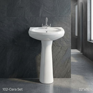 Round <b>Ceramic</b> Wash Hand Basin Pedestal Set Cera Porcelain Bathroom Sink Wall Mounted Full Pedestal Lavabo - Product Image 2