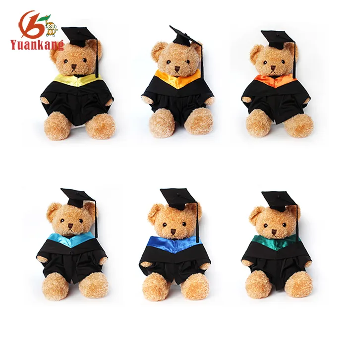 High quality Custom Graduation Cute Stuffed hat & Gown Animals Doll gifts Home Decor Teddy Bear Plush Toy