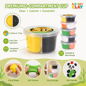 Kit de Arcilla Seca al Aire con Temática del Reino Animal al por Mayor, 6 Vasos Bicolor, 3 Herramientas, Tema Personalizado OEM, Adhesivo para Tapa, Marca Privada - Product Image 4