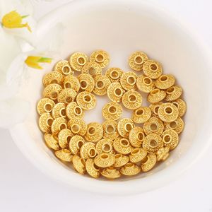Perles d'espacement rondes couleur or sable antique, accessoires de fabrication de bijoux DIY, pour bracelets et colliers, perles en vrac, vente en gros - Product Image 1