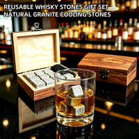 Pierres à whisky en bois pour vin glacé, ensemble cadeau avec sac en velours et pincettes, pierres réfrigérantes pour whisky, ustensiles de bar