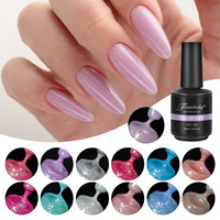 Vente en gros d'usine, gel de construction pour ongles, base coat scintillante, gel de rallongement, 15 ml, sans HEMA, sans TPO, en flacon de cristal liquide