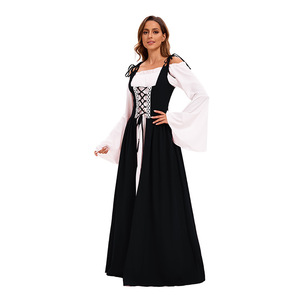 Vestido Largo Medieval Retro de Reina, con Hombros Descubiertos, Corte en A, de Gasa, para Bailes, Fiestas y Actuaciones Escénicas - Product Image 4
