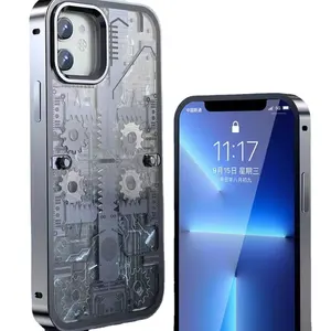 New Mechanical Gear Designed Back Cover Metal Cyberpunk Style Armor Protection Mobile Phone Case for iphone 14 13 12 pro max