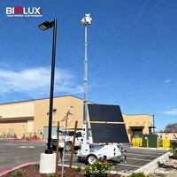 Tour de surveillance mobile solaire BIGLUX avec système CCTV et mât télescopique de 7m/9m, alimentation IA pour événements
