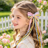 Lot de 2 pinces à cheveux longues en dentelle texturée cerise, nœuds pour cheveux du 4 juillet, accessoires pour filles, vente chaude