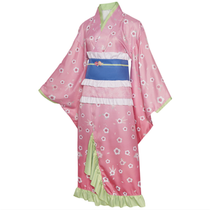 Kimono <span class=keywords><strong>Rosa</strong></span> con Estampado Floral para Mujer, Disfraz de Cosplay de Halloween, Conjunto Completo, Vestido de Fiesta Temática de Sakura de Halloween - Product Image 2