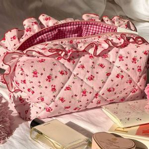 Sac de Maquillage en Dentelle Florale avec Fermeture Éclair, Doux, Magnifique, Moderne, Élégant, Coloré, Grande Capacité, pour Femme - Product Image 1