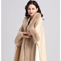 Ponchos femmes châles luxe manches chauve-souris fausse fourrure à capuche vêtements femmes cape Pashmina Poncho pull Cape