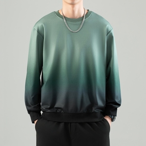 Suéter degradado de manga larga para hombre, camiseta de cuello redondo, ropa fina de talla grande, holgada y cómoda, a la moda para otoño - Product Image 2