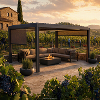 Pergola à lames orientables en aluminium avec toit rétractable motorisé, stores d'ombrage pour allée de jardin, rideaux de chemin couvert, pare-vent pour cour arrière