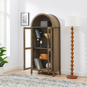Mueble de Almacenamiento Moderno con Arco, Lámpara y Divisiones de Vidrio, Vitrina de MDF para Dormitorio/Sala de Estar/Cocina - Product Image 6