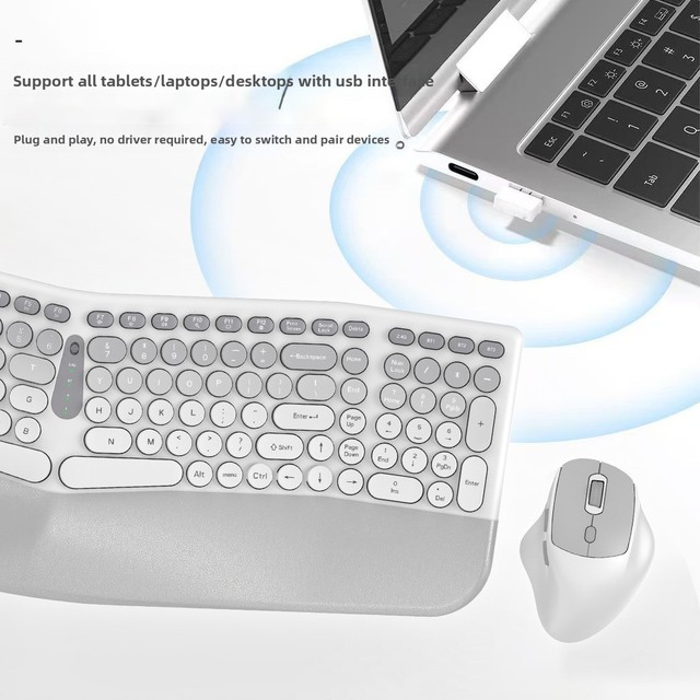 Cross-border Ergonomic Wrist Rest Wireless Keyboard and Mouse Set with Quiet Keys for Desktop/laptop Office Use in Stock
