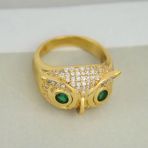 <span class=keywords><strong>Anello</strong></span> Stile Medio Orientale a Forma di <span class=keywords><strong>Gufo</strong></span> con Zirconia Multicolore, <span class=keywords><strong>Anello</strong></span> Animale per Donne in Oro 18k - Product Image 5