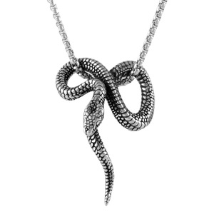 Yunnique – collier avec pendentif serpent en acier inoxydable, design du zodiaque animal en argent, chaîne de 3.0x60cm, bijoux rétro Punk pour hommes - Product Image 4