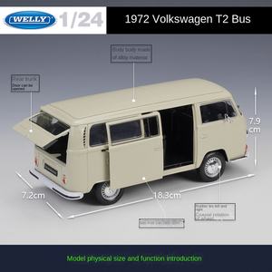 Venta caliente Welly 1:24 Vo Lkswagen 1972 T2 <span class=keywords><strong>BUS</strong></span> Metal Coleccionable Simulación Die Cast Car Alloy Car Model Vehicles - Product Image 2