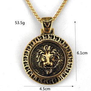 Collar con Colgante de Cabeza de León de Acero Inoxidable para Hombre, Diseño Animal de un Solo Lado, Patrón Geométrico, Joyería de Moda - Product Image 5