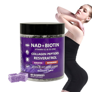 Gomitas con Suplemento de NAD+ (60 Unidades) con Biotina 10000mcg, Colágeno, Resveratrol, Queratina, Berberina, Zinc, Vitamina D3 y K2 para un Envejecimiento Saludable y Energía - Product Image 1