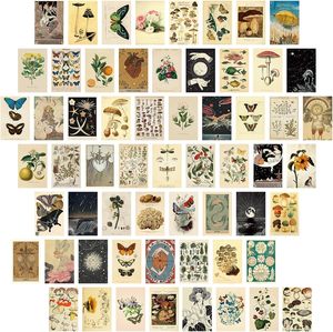 Ensemble de cartes postales de collection vintage, style rétro, cartes postales botaniques, papillons, champignons, nature et éphémères pour cartes DIY en papier - Product Image 1
