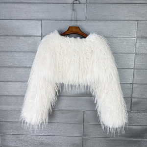 Premium White Curly Mongolian Lamb <strong>Fur</strong> Shrug Women 100% Real Tibetan Sheep <strong>Fur</strong> <strong>Bolero</strong> Genuine Tan Sheep <strong>Fur</strong> Short <strong>Jacket</strong> - Product Image 2