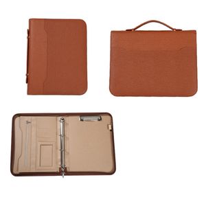 Personnalisé A4 cortex PU cuir Portable fermeture éclair File pack Official document bag Storage bag Multifunctional Manager Clip folder - Product Image 3