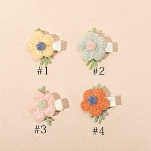 4 Couleurs Fleur Mini Hand <span class=keywords><strong>Crochet</strong></span> Baby Hair Clip Soft Wool Fabric Material Small Hair Accessory - Product Image 4
