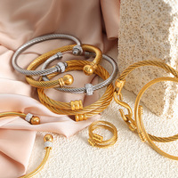 Bracelets minimalistes en acier inoxydable torsadé avec zircon, plaqués or 18 carats, étanches, unisexes, bijoux de fête