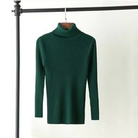 Pull chic français à col montant pour femme, en mélange de laine mérinos douce, tricot côtelé, coupe ajustée élégante, sous-vêtement thermique automne-hiver