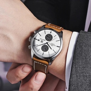 Montre sport à quartz Benyar BY5187, luxe, étanche 100 m, chronographe, bracelet en cuir, montre tendance pour homme - Product Image 3