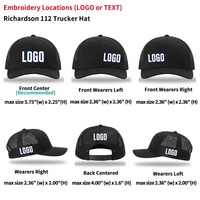 Casquettes Trucker Richardson 112 Personnalisées Haut de Gamme Vierge 6 Panneaux Casquette Snapback Patch en Cuir Uni Casquette Filet pour Homme