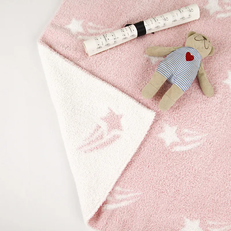 OEM ODM мягкое пушистое толстое эластичное перо пряжа теплое Вязаное детское одеяло для младенцев малышей