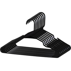 Cintres en plastique noirs durables et peu encombrants, personnalisables en couleur, à encoches standard, pour magasins de vêtements (vente en gros) - Product Image 1