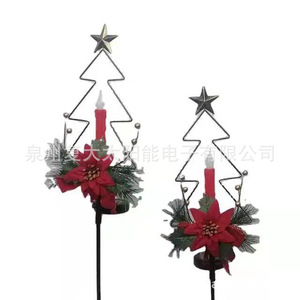 Décoration de jardin solaire de Noël en forme de bonhomme de neige avec bougie et pomme de pin, résistante à l'eau, pour extérieur - Product Image 4