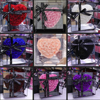 Miroir de luxe en forme de coeur préservé Rose boîte acrylique florale durable pour les cadeaux de remise des diplômes de Noël de la Saint-Valentin des femmes