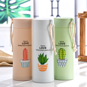 Tasse à succulentes en verre à double paroi, motif dessin animé, pour étudiants, mug portable, cadeau d'affaires créatif, texte et logo personnalisables - Product Image 1