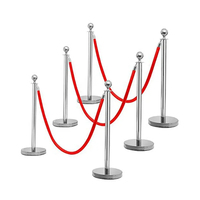 Poteaux de Barrière de File d'Attente pour Tapis Rouge Célébrités Événementiel avec Corde Velours Rouge Kit Potelets pour Contrôle des Foules